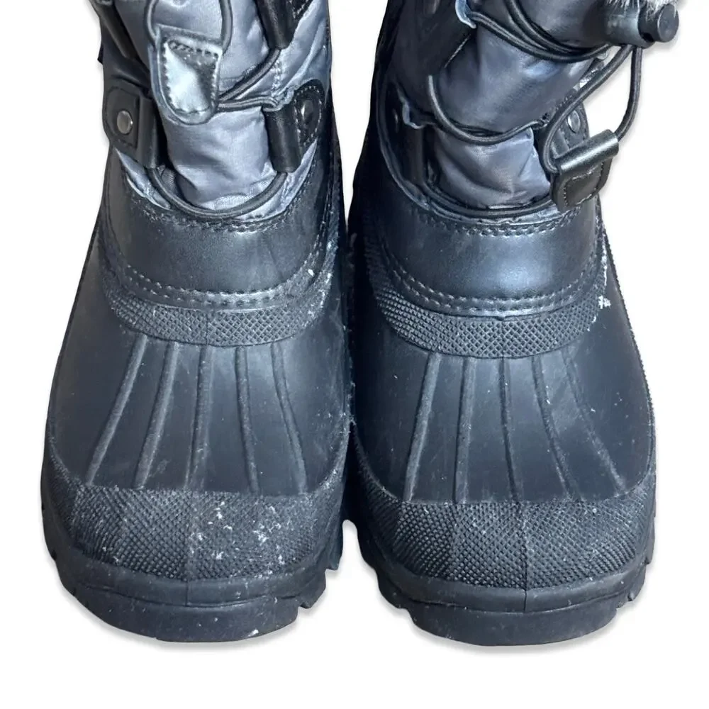 Dream Pairs Kids Waterproof Snow Boots Grey Black Faux Fur Lined Winter US 1